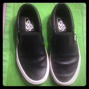 Black Leather Vans Sz 7 women